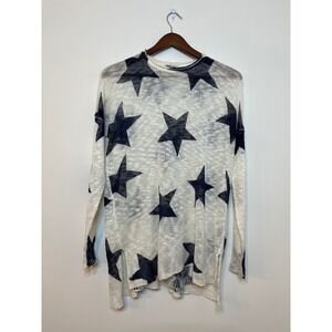 Show Me Your Mumu Bonfire Sweater Navy Blue Stars Open Knit Women S Beach 4th